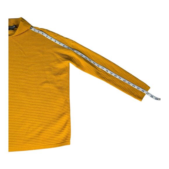 French Connection Mustard Yellow Mock Neck Sweater Small Ribbed Long Sleeve Cozy - Picture 7 of 9